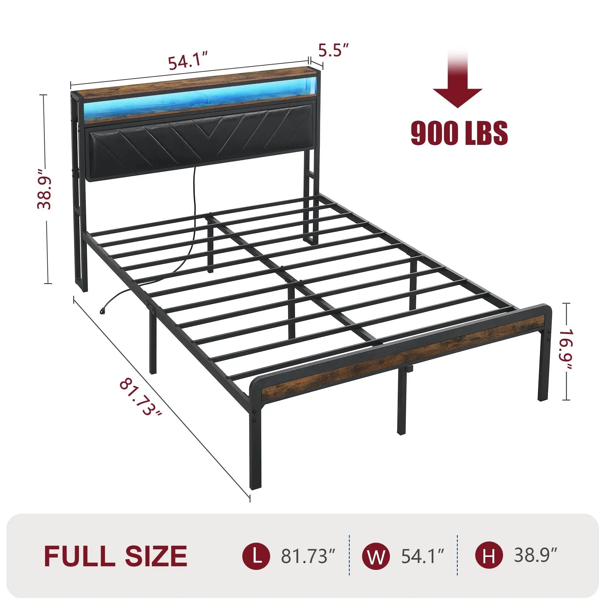 Full Size Metal Platform Bed Frame with Adjustable Upholstered Headboard by HouseOfZazla