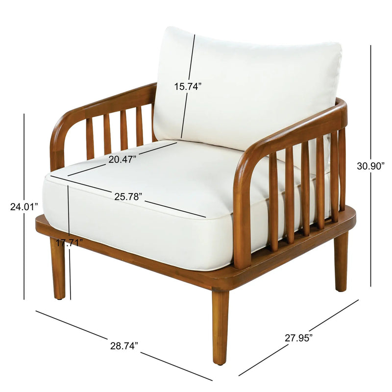 Acacia Wood Outdoor Patio Chair with Vertical Slatted Arms by HouseOfZazla
