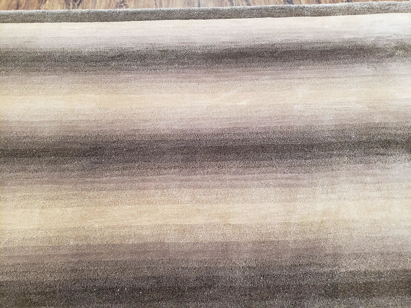 Vintage Safavieh Tibetan Indian Rug 6x9, Nepal Rug, Handmade, Striped Rug, Brown & Beige, 6x9 Oriental Carpet, Wool, Soft by Jewel Rugs