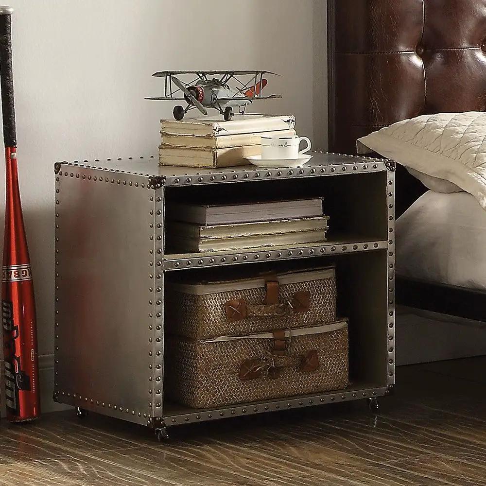 Brancaster - Nightstand With USB - Aluminum by Unique Piece Furniture