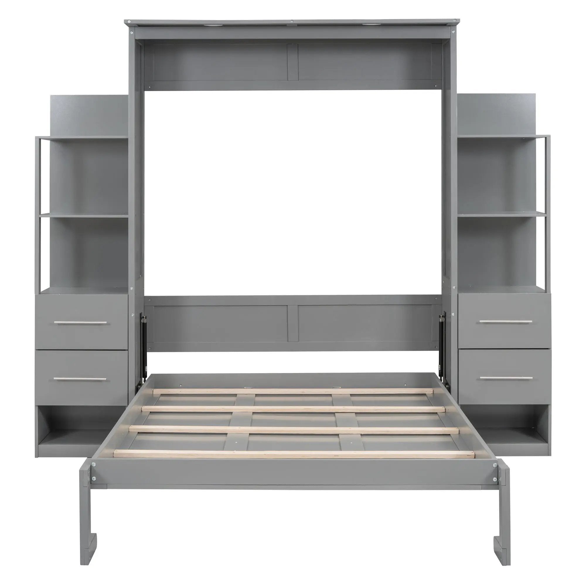 Murphy Wall Bed With LED Lights, Shelves And Drawers