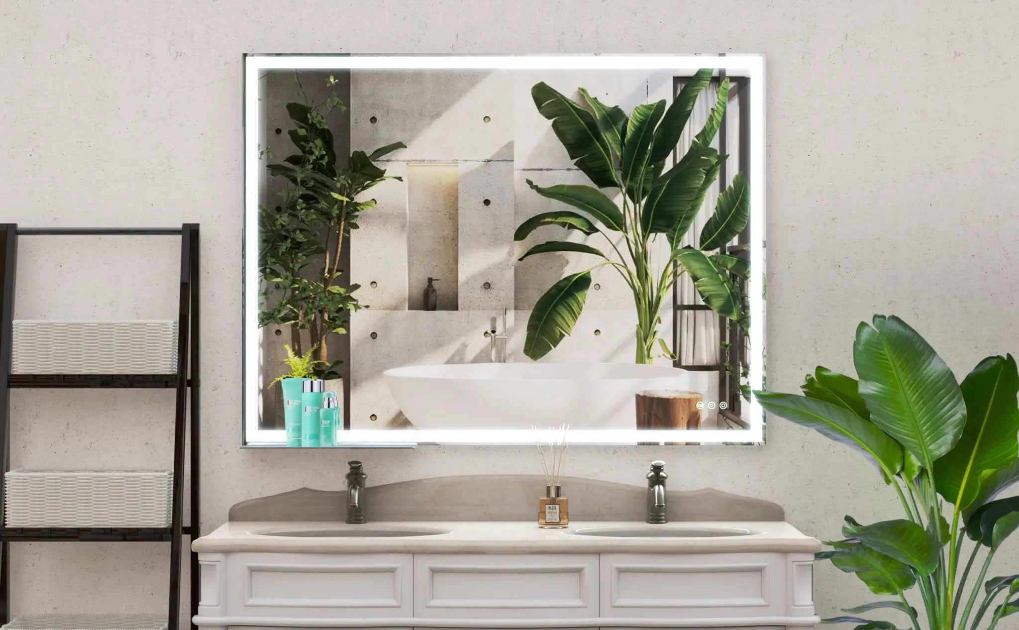 LED Bathroom Vanity Mirror Wall Mounted Adjustable / Warm / Natural Lights Anti-Fog Touch Switch With Memory Modern Smart Large Bathroom Mirrors by HouseOfZazla