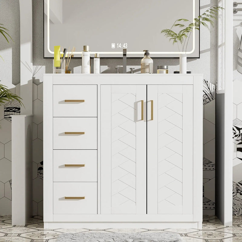 Bathroom Vanity With Sink Combo, Storage Cabinet, Freestanding Set With 3 Drawers & Soft Closing Doors by Unique Piece Furniture