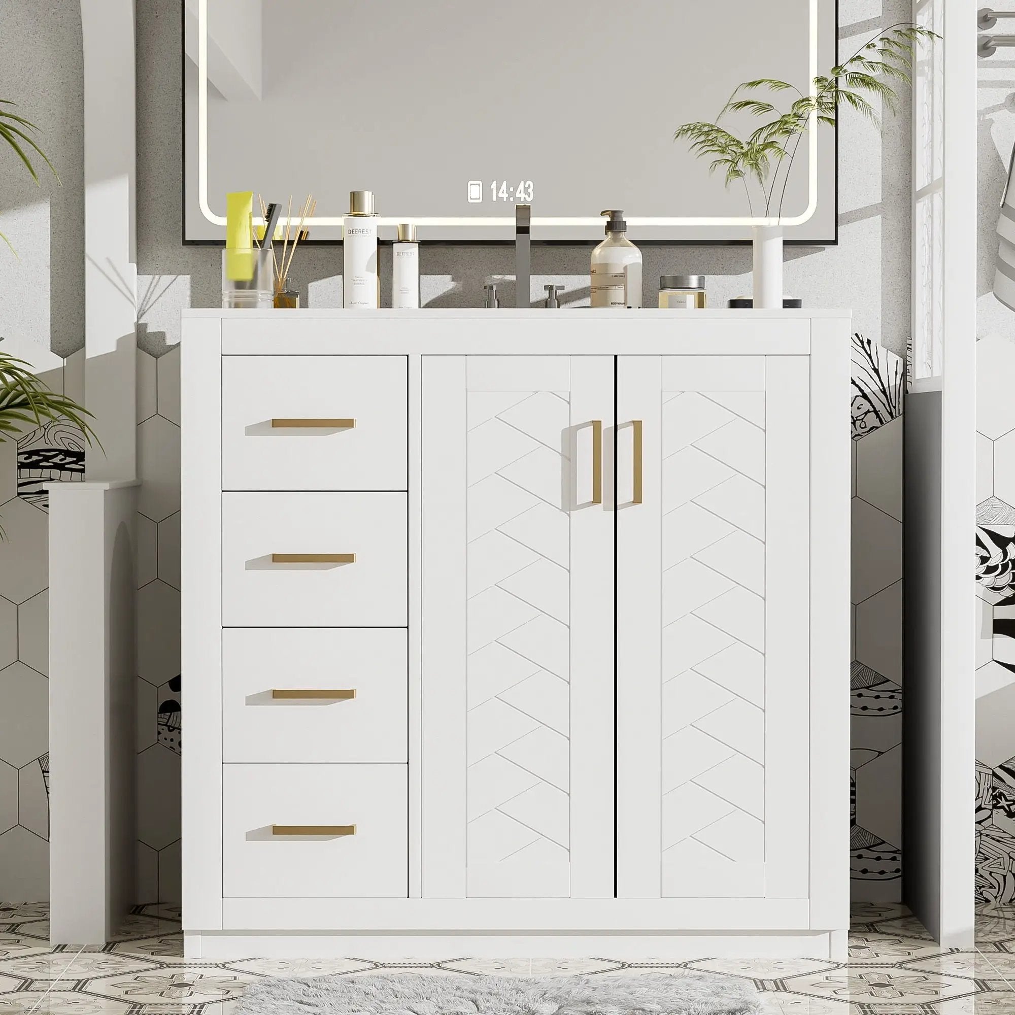 Bathroom Vanity With Sink Combo, Storage Cabinet, Freestanding Set With 3 Drawers & Soft Closing Doors by HouseOfZazla