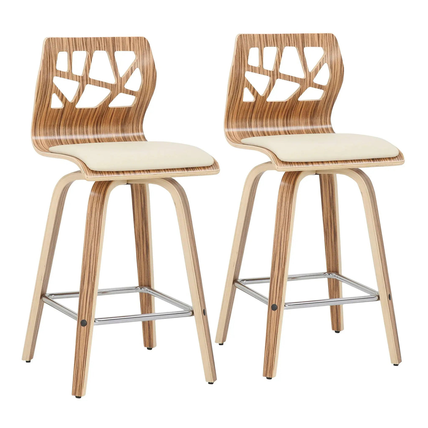Folia - Mid Century Modern Counter Stool With Footrest (Set of 2) by HouseOfZazla