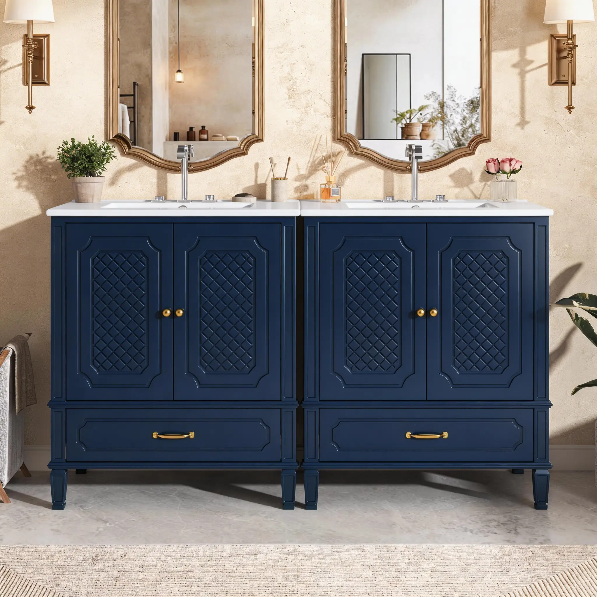 60" Bathroom Vanity with Double Sink Combo Set by HouseOfZazla