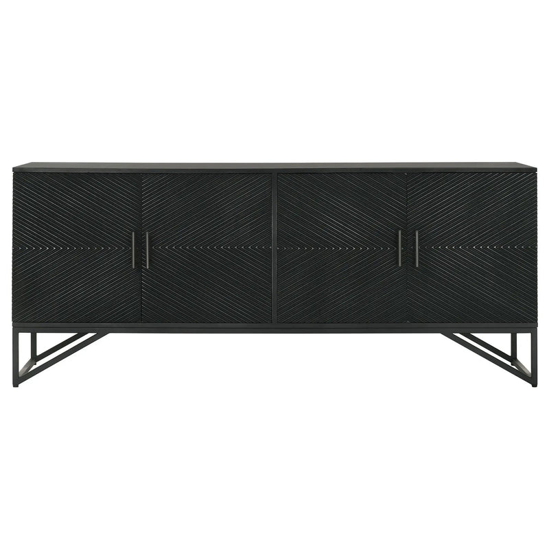 Riddell 4-door Wood Reeding Accent Cabinet Matte Black by Unique Piece Furniture