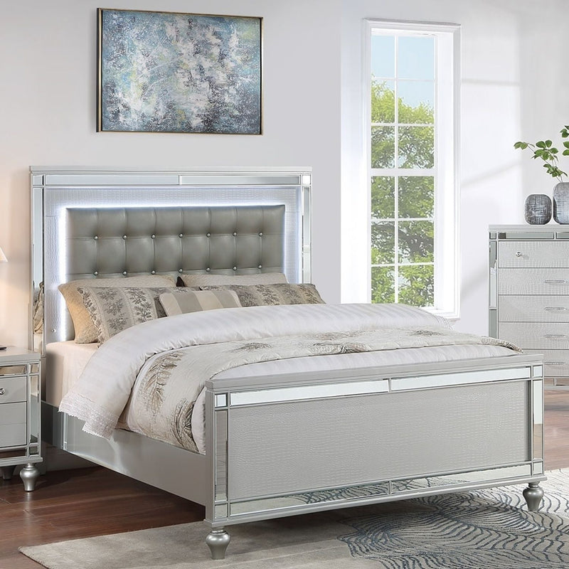 3 Piece Bedroom Set, Sleek Modern Bed With LED Nightstands by HouseOfZazla