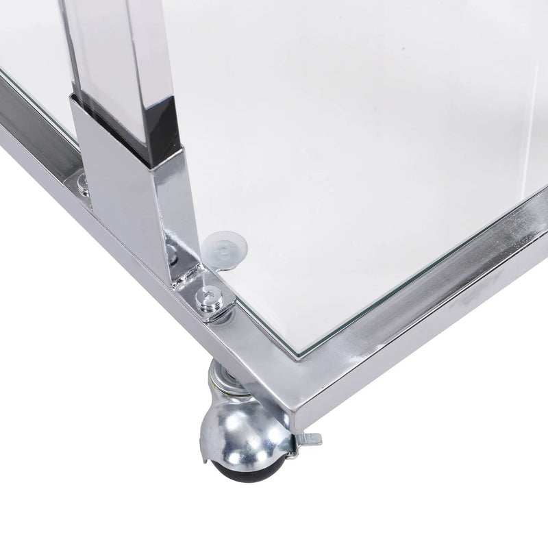 Side Table, Sofa Table, Glass Top C Shape Square Table With Metal Base For Living Room, Bedroom, Balcony Home And Office by Unique Piece Furniture