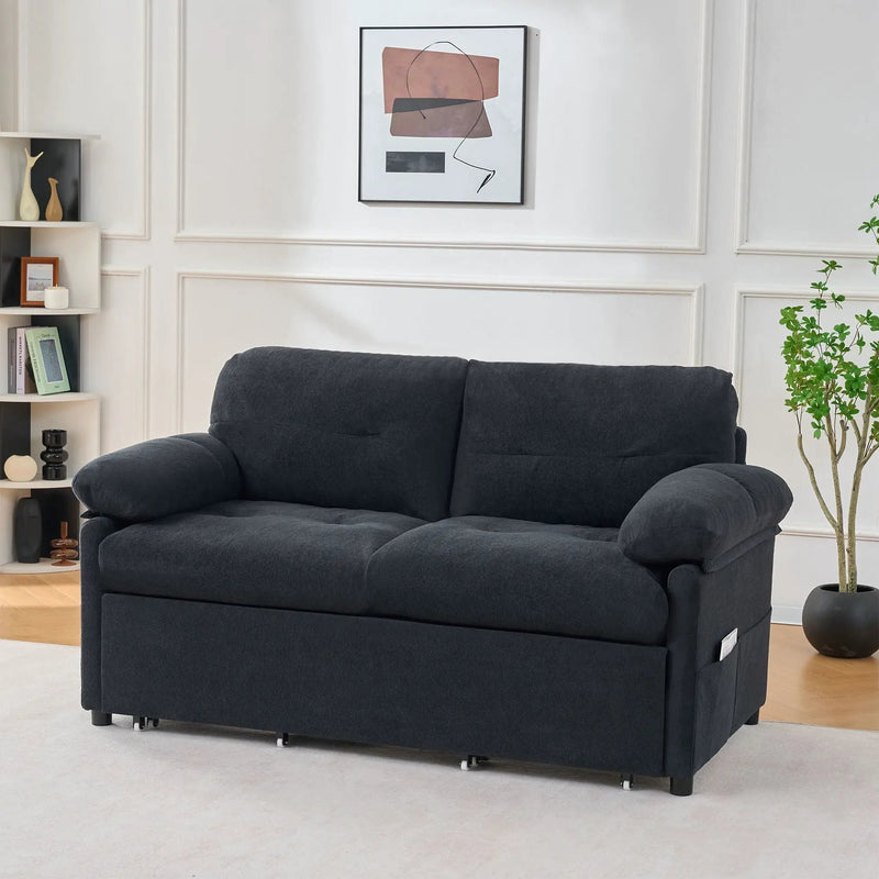 Convertible Pull Out Sofa Bed Queen Size, 3 In 1 With Side Storage by Unique Piece Furniture