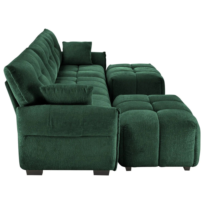 Sofa Set With Ottoman And Pillows, Textured, High Resilience Cushions by HouseOfZazla