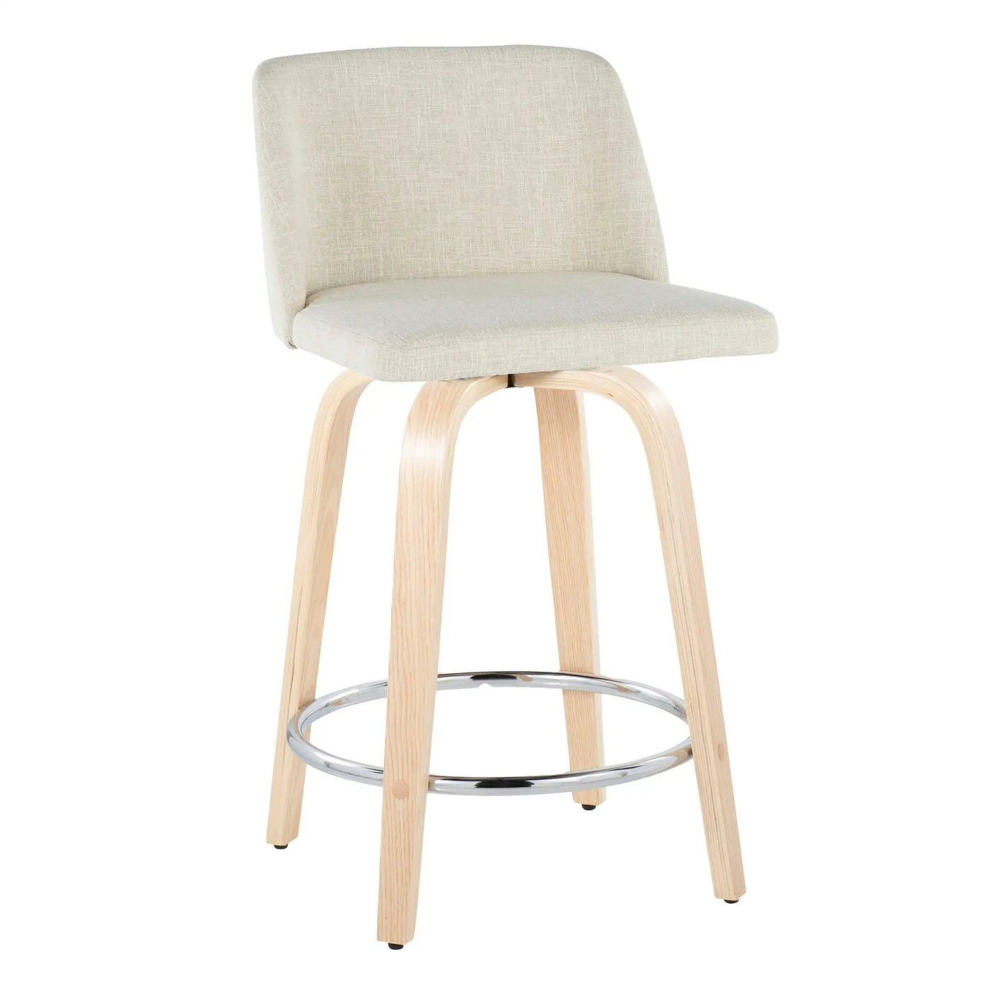 Toriano - Contemporary Fixed Height Counter Stool Swivel With Round Footrest (Set of 2) by HouseOfZazla