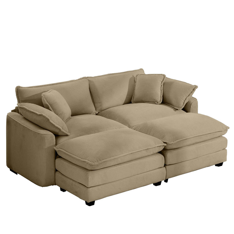 Modern Oversized Modular Cushion Sofa With Ottoman, Low Back, Deep Seating Sofa Set by Unique Piece Furniture