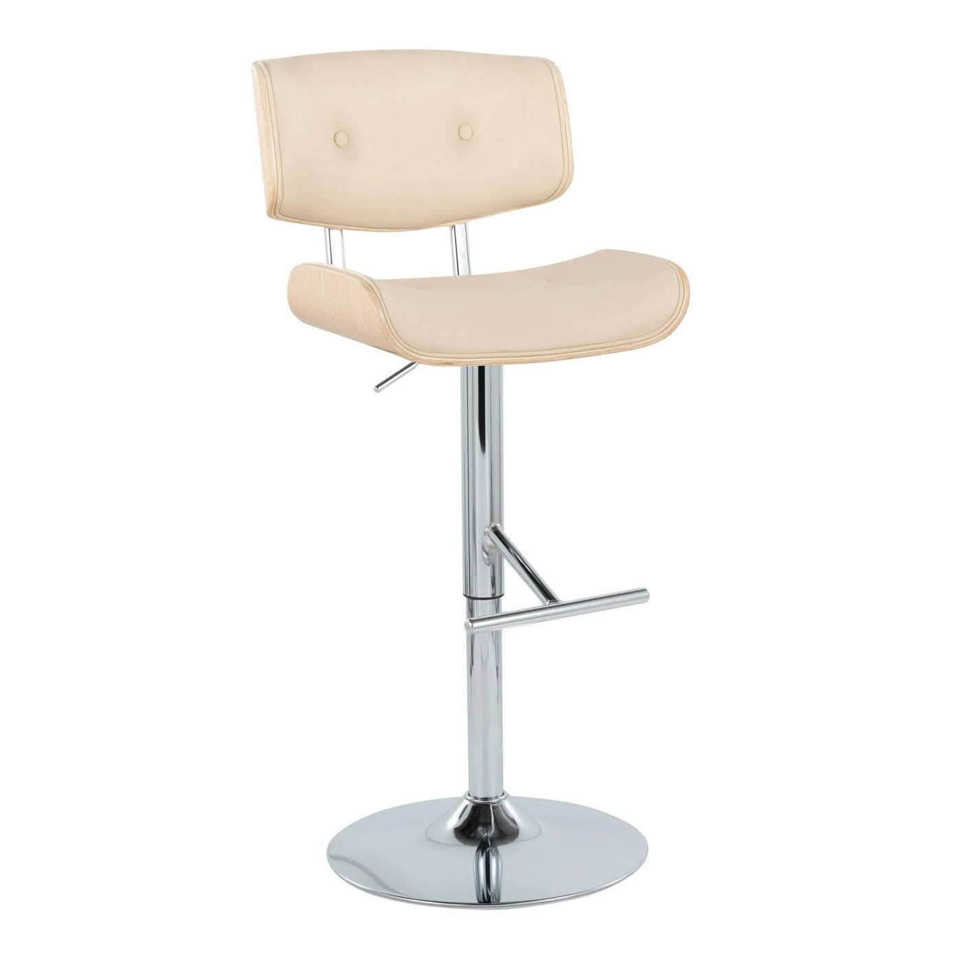Lombardi - Contemporary Adjustable Barstool With Swivel With Straight T Footrest (Set of 2) by HouseOfZazla
