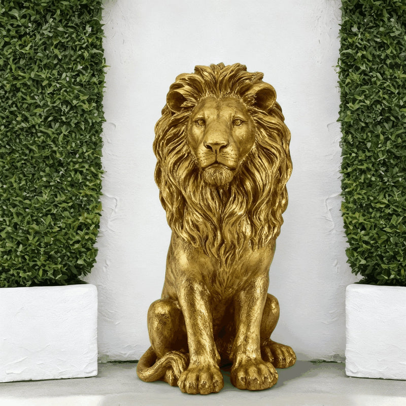 24" Lion Statue, Resin Outdoor Guardian Sculpture by HouseOfZazla
