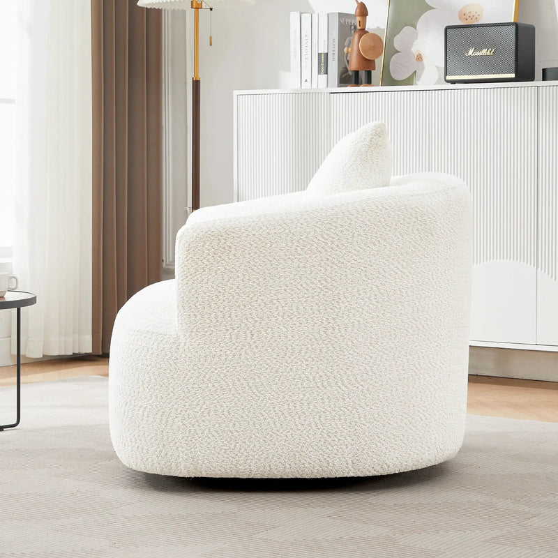 360° Swivel Barrel Sofa Chair With Throw Pillow, Upholstered Accent Chair by Unique Piece Furniture