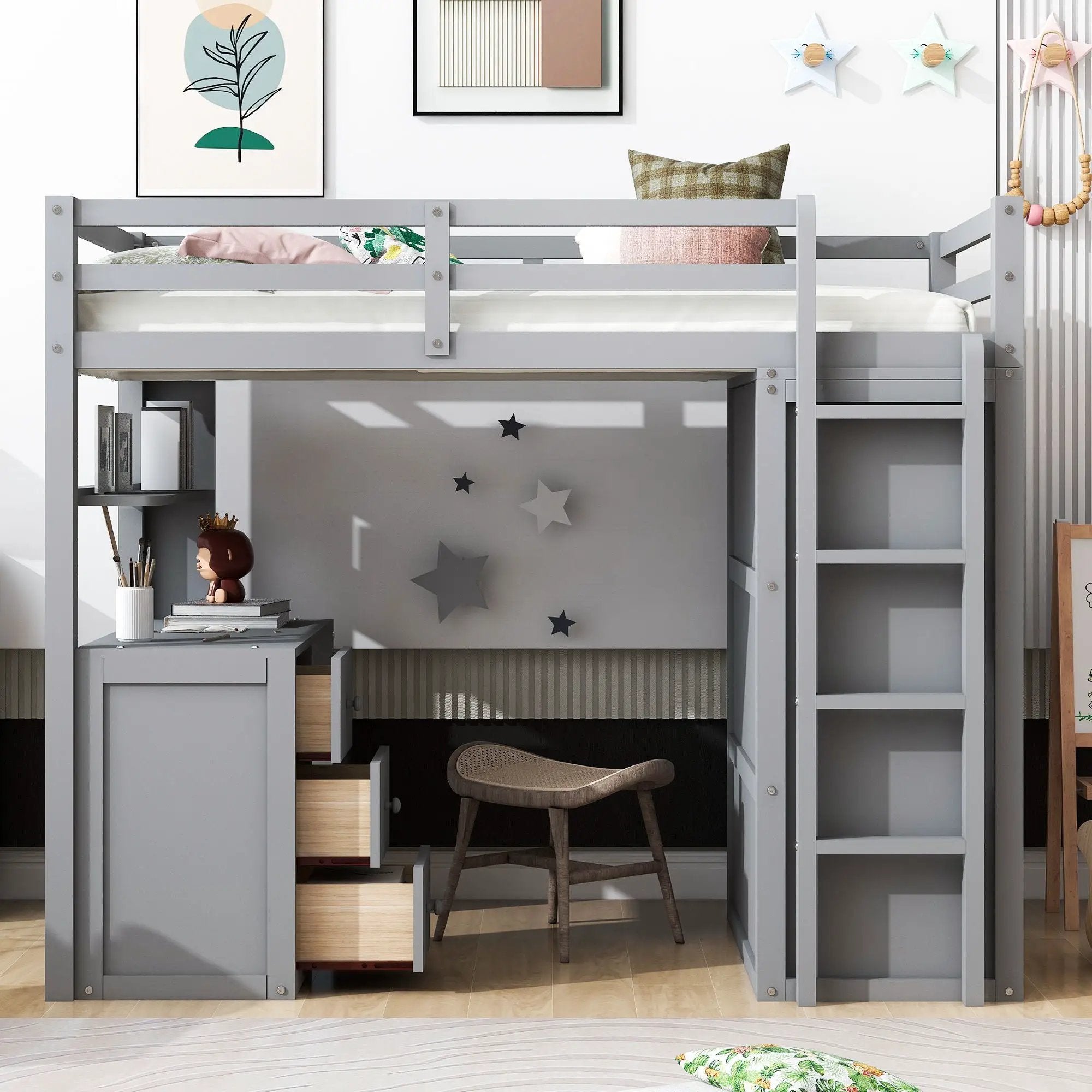 Loft Bed With Drawers, Desk, And Wardrobe by Unique Piece Furniture