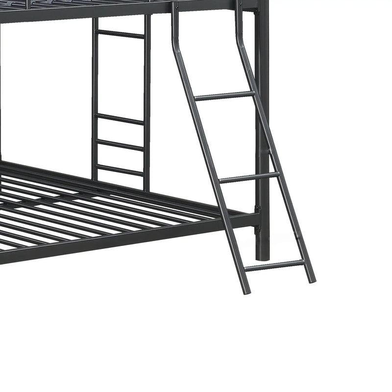 Triple Bunk Bed, Full Size With Sturdy Metal Frame And Safe Stairs - Black by Unique Piece Furniture