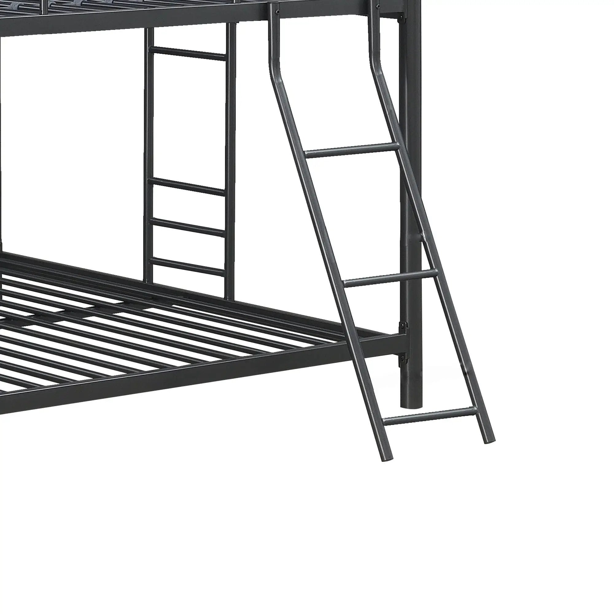 Triple Bunk Bed, Full Size With Sturdy Metal Frame And Safe Stairs - Black by HouseOfZazla