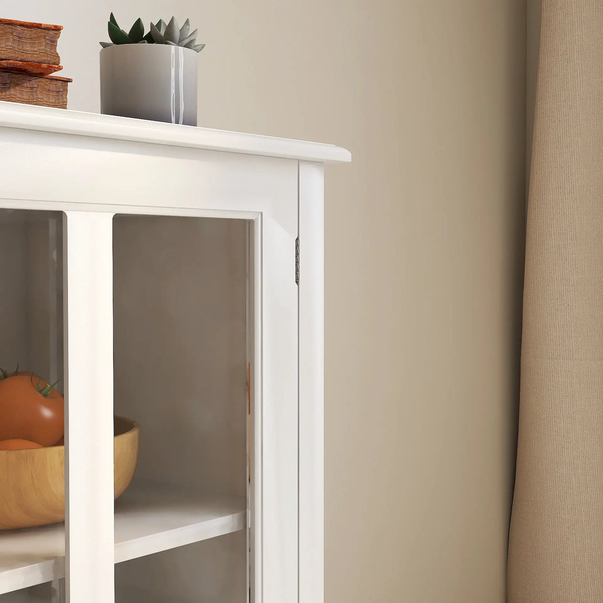 Buffet Storage Cabinet with Double Glass Doors and Unique Bell Handle by HouseOfZazla