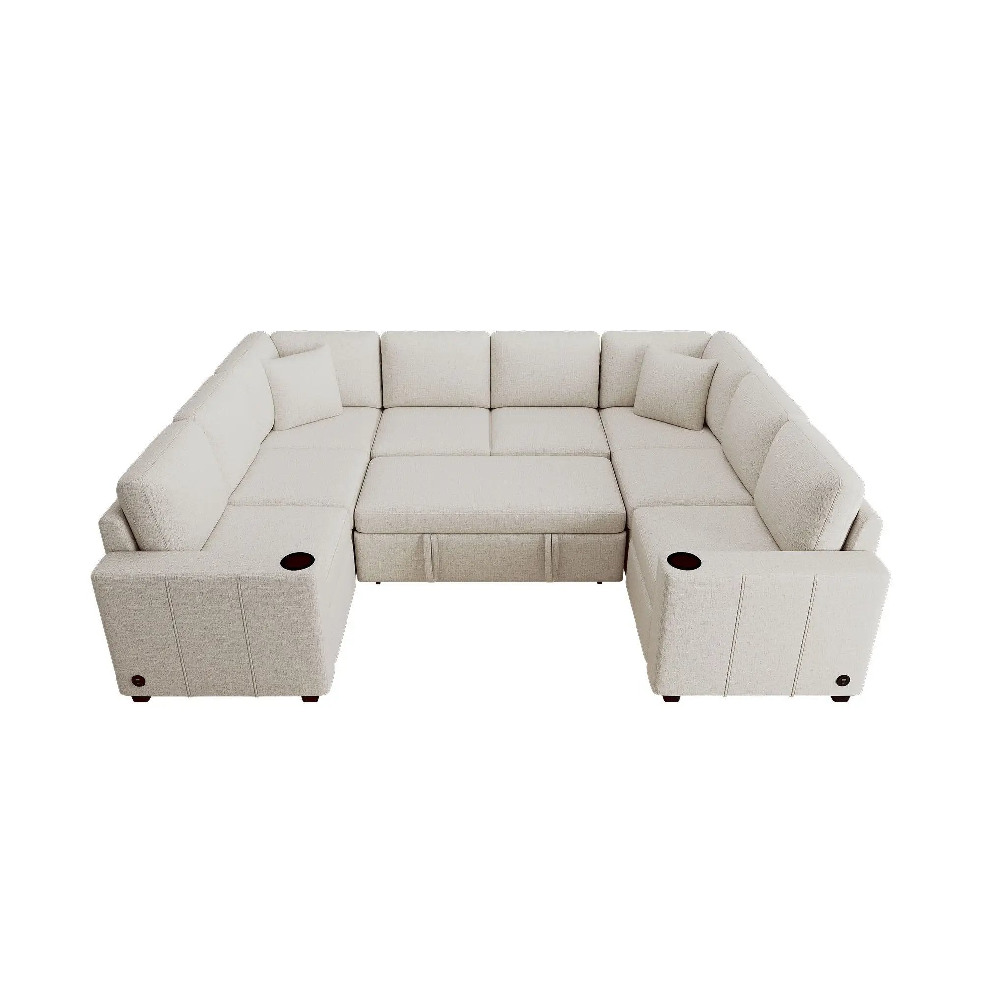Convertible U-Shaped Sectional Sofa With Pull-Out Bed by Unique Piece Furniture
