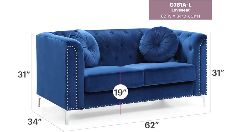 Stylish Sloped Arm Loveseat by Unique Piece Furniture