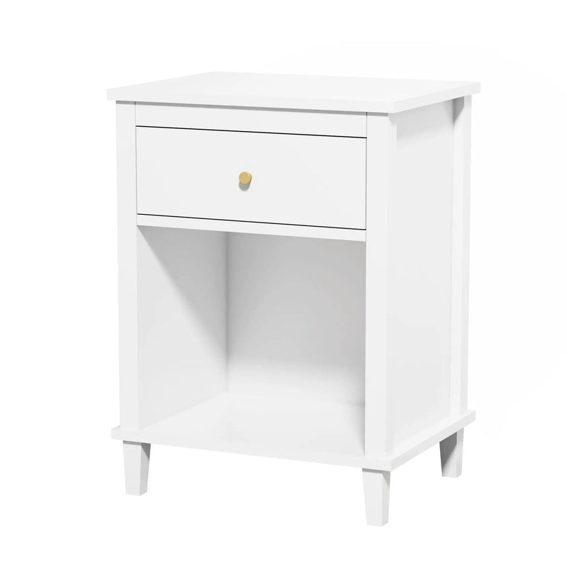 Nightstand With 1 Drawer and 1 Shelf - White by HouseOfZazla