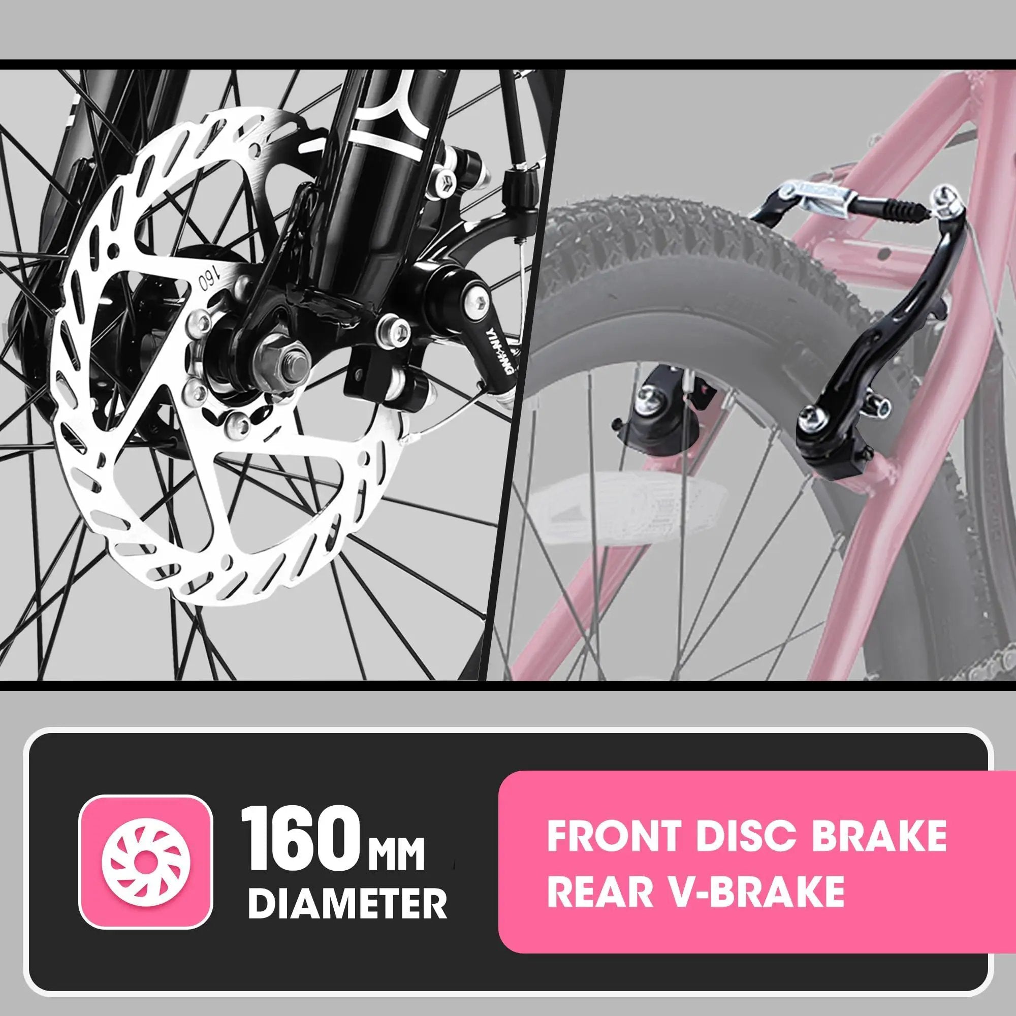 S20101 20" Kids' Bike, Boys Girls Mountain Bike Ages 8-12, 7 Speed Teenager Children Kids' Bicycles, Front Suspension Disc Brake Rear V-Brake, High Steel Frame by HouseOfZazla