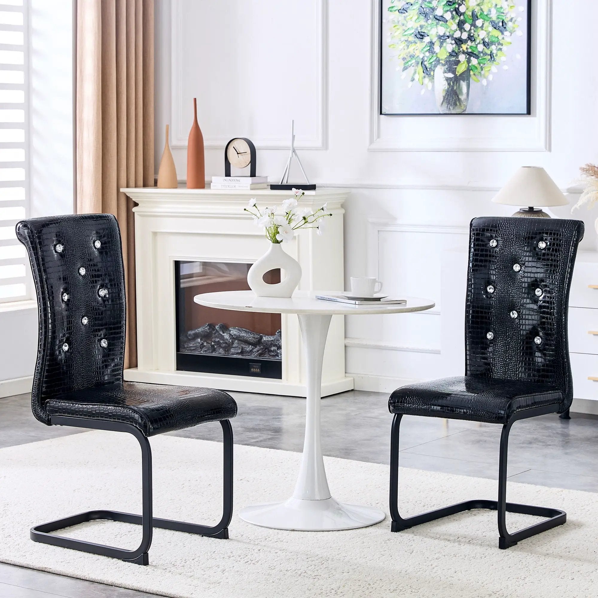 Alligator Skin Upholstered Dining Chairs by Unique Piece Furniture