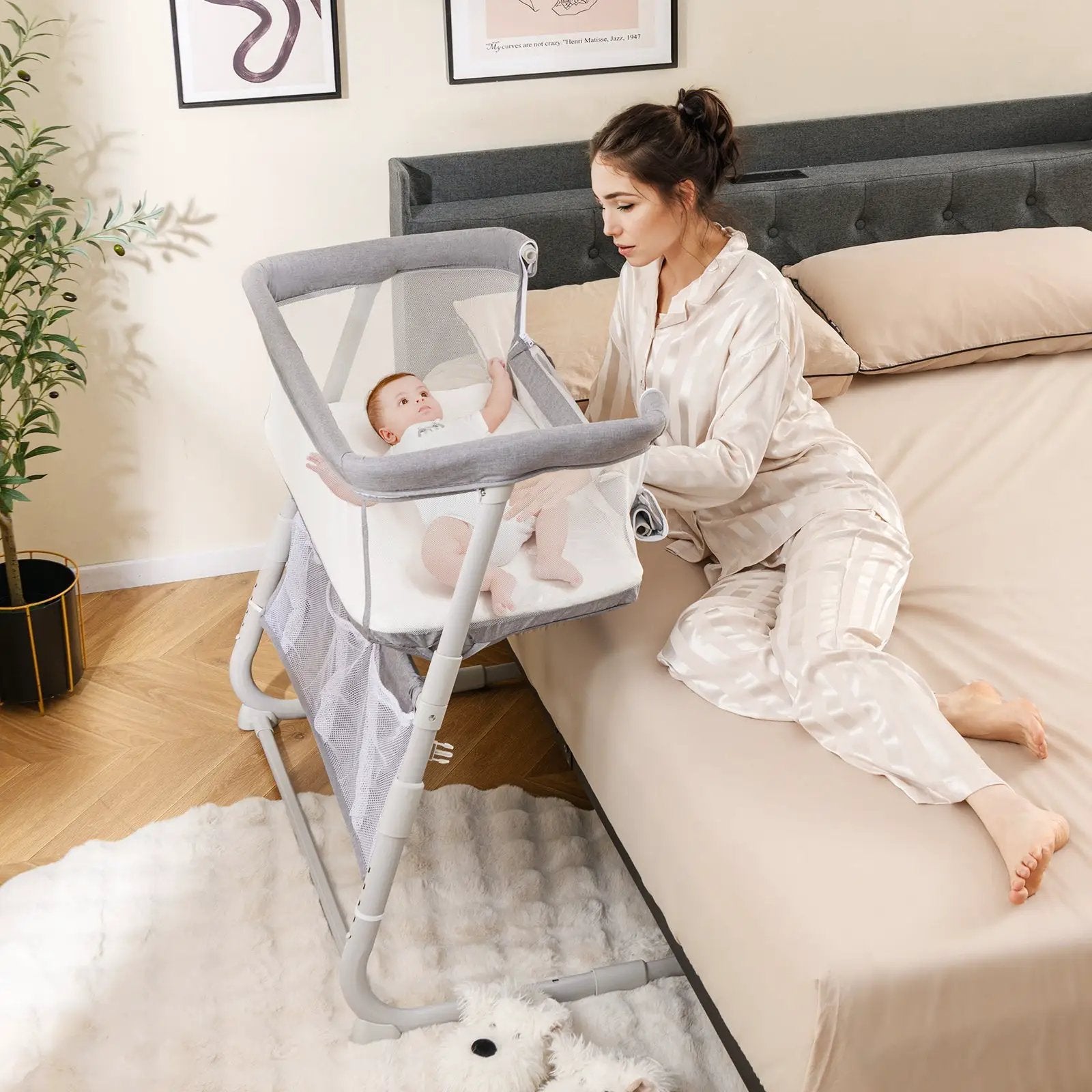 Baby Bassinet Bedside Crib with Adjustable Height Comfy Mattress by DirectDeals