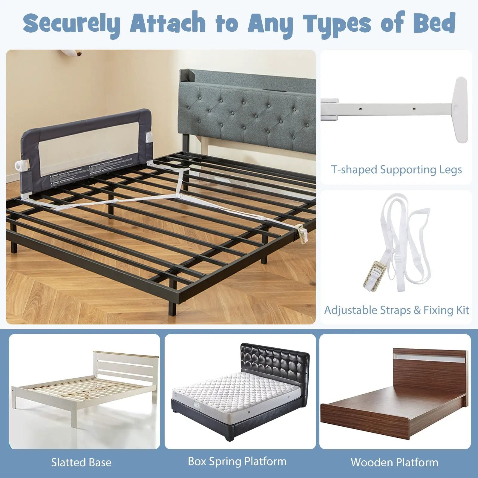 Foldable Bed Rail Swing Down Baby Bed Guard Rail by DirectDeals