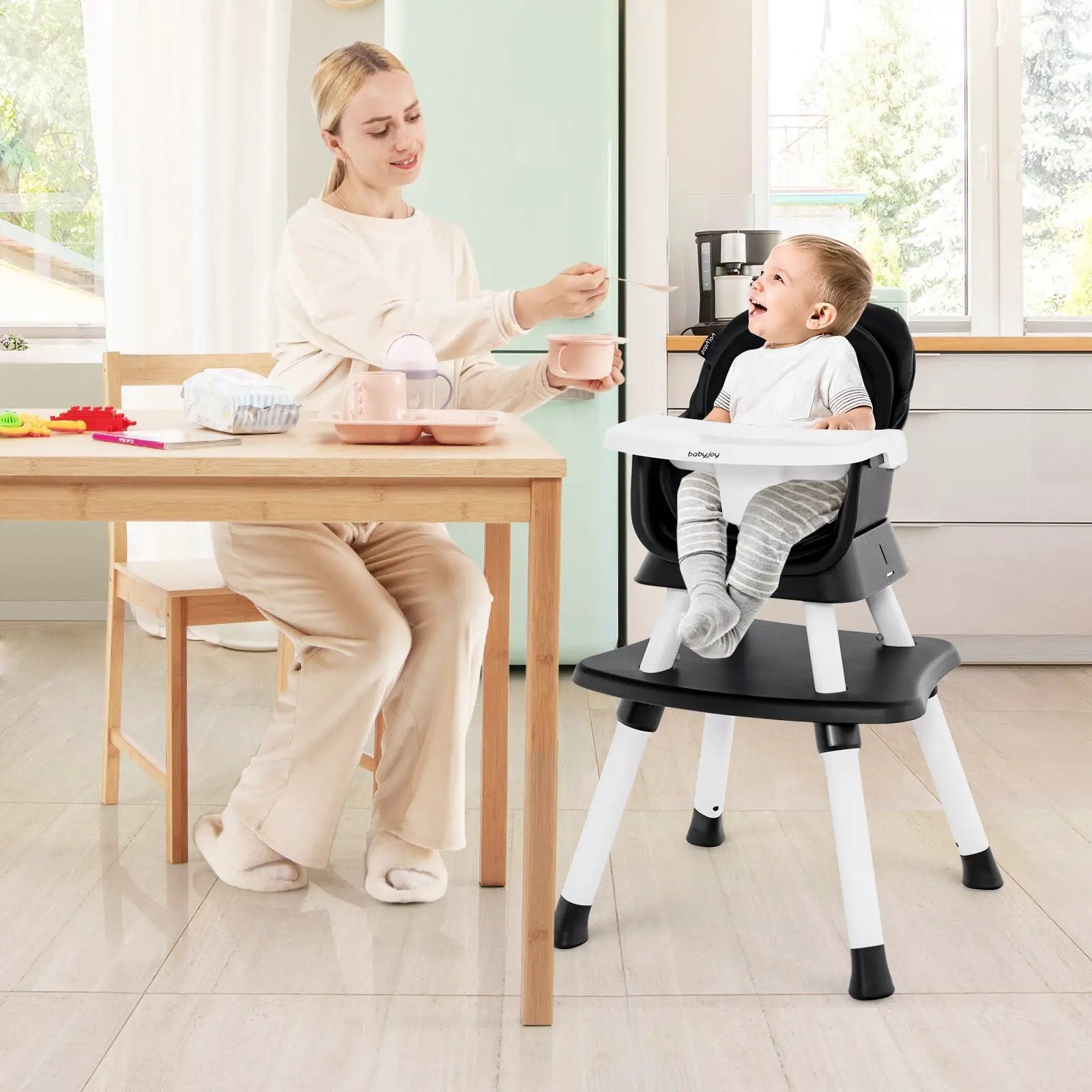 6-in-1 Convertible Baby High Chair with Adjustable Removable Tray by DirectDeals