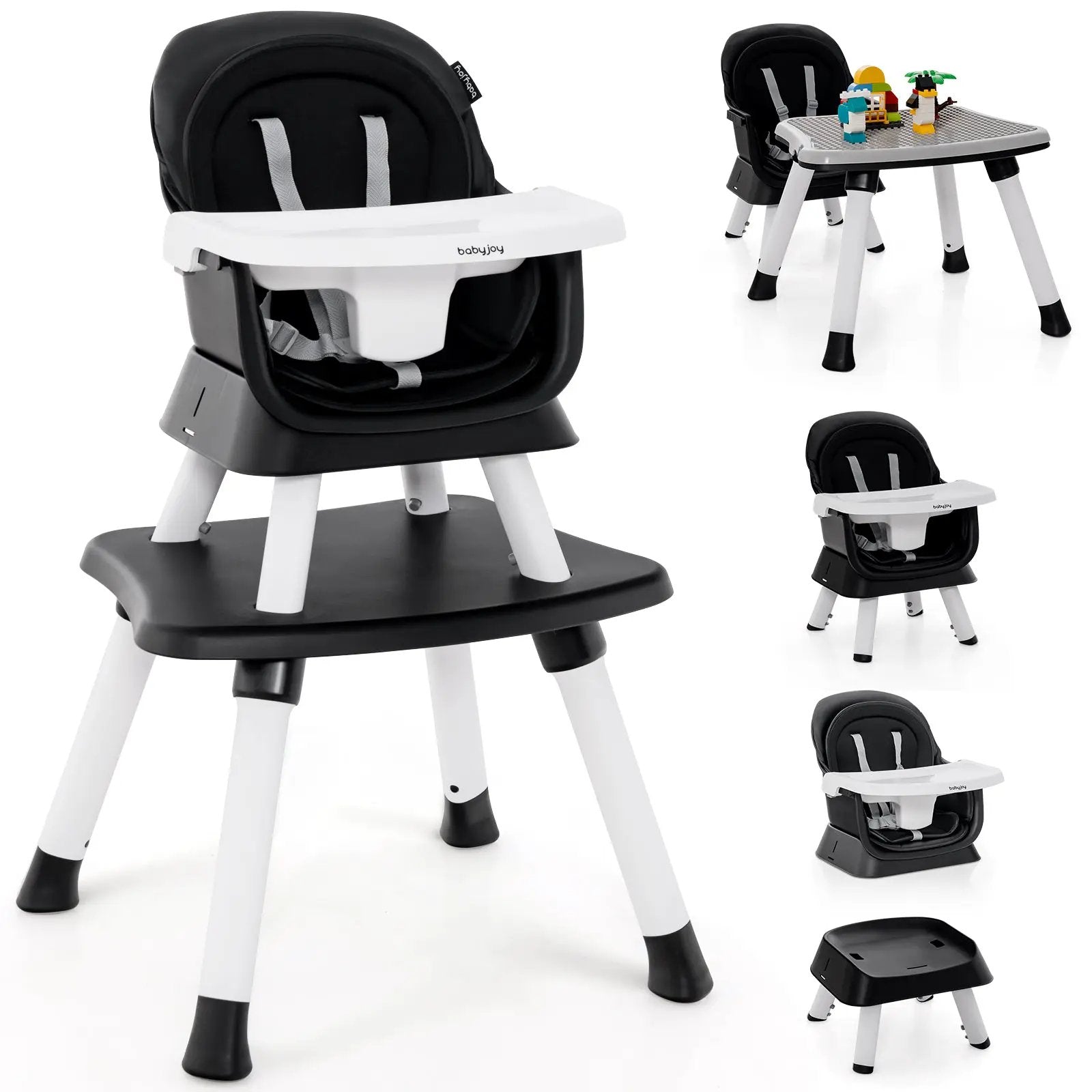 6-in-1 Convertible Baby High Chair with Adjustable Removable Tray by DirectDeals