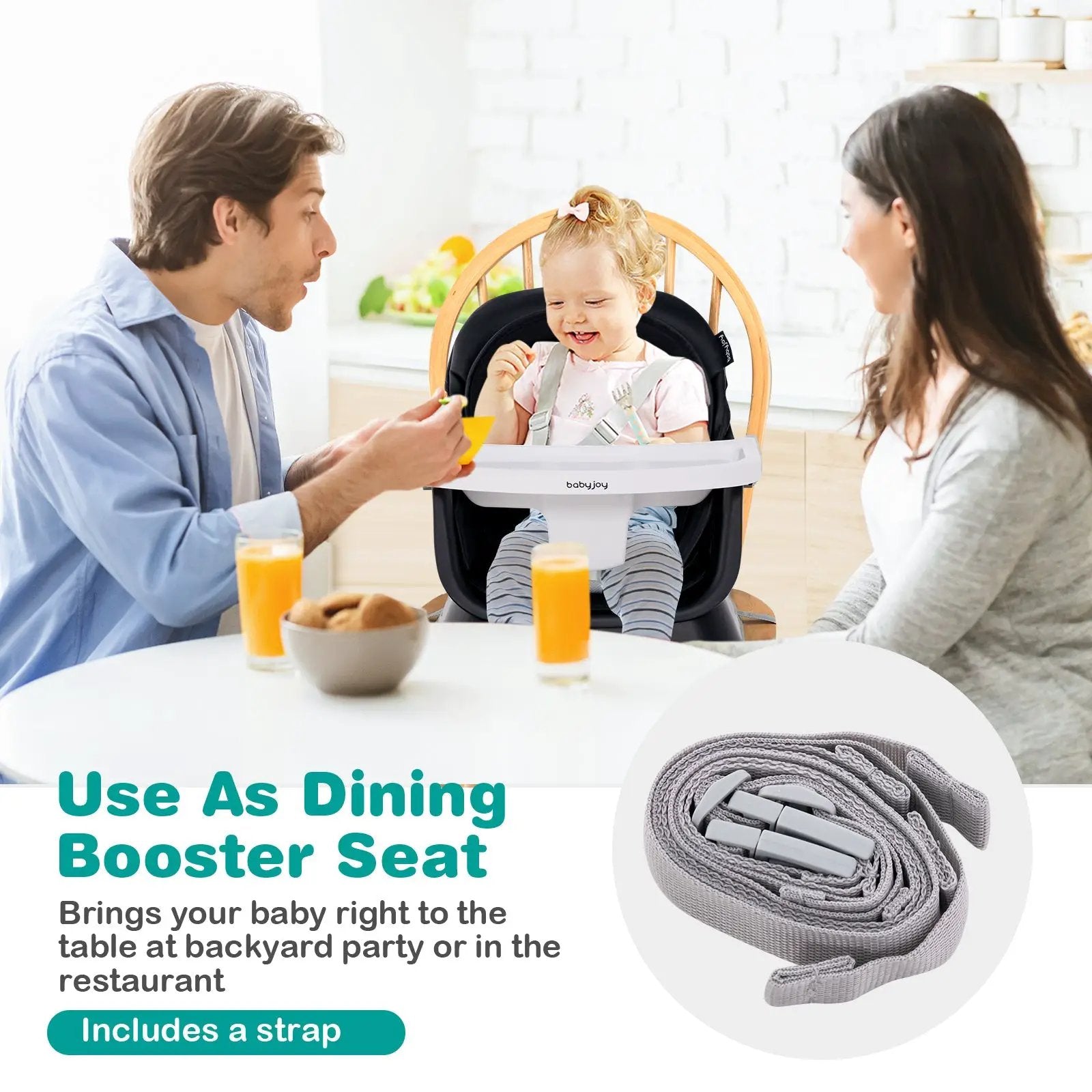 6-in-1 Convertible Baby High Chair with Adjustable Removable Tray by DirectDeals