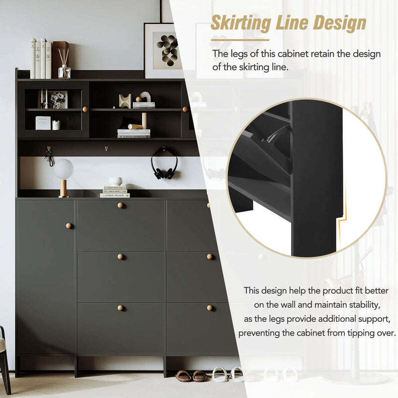 On Trend Multifunctional Tipping Bucket Shoe Cabinet With Storage Shelf & 6 Flip Drawers by Unique Piece Furniture