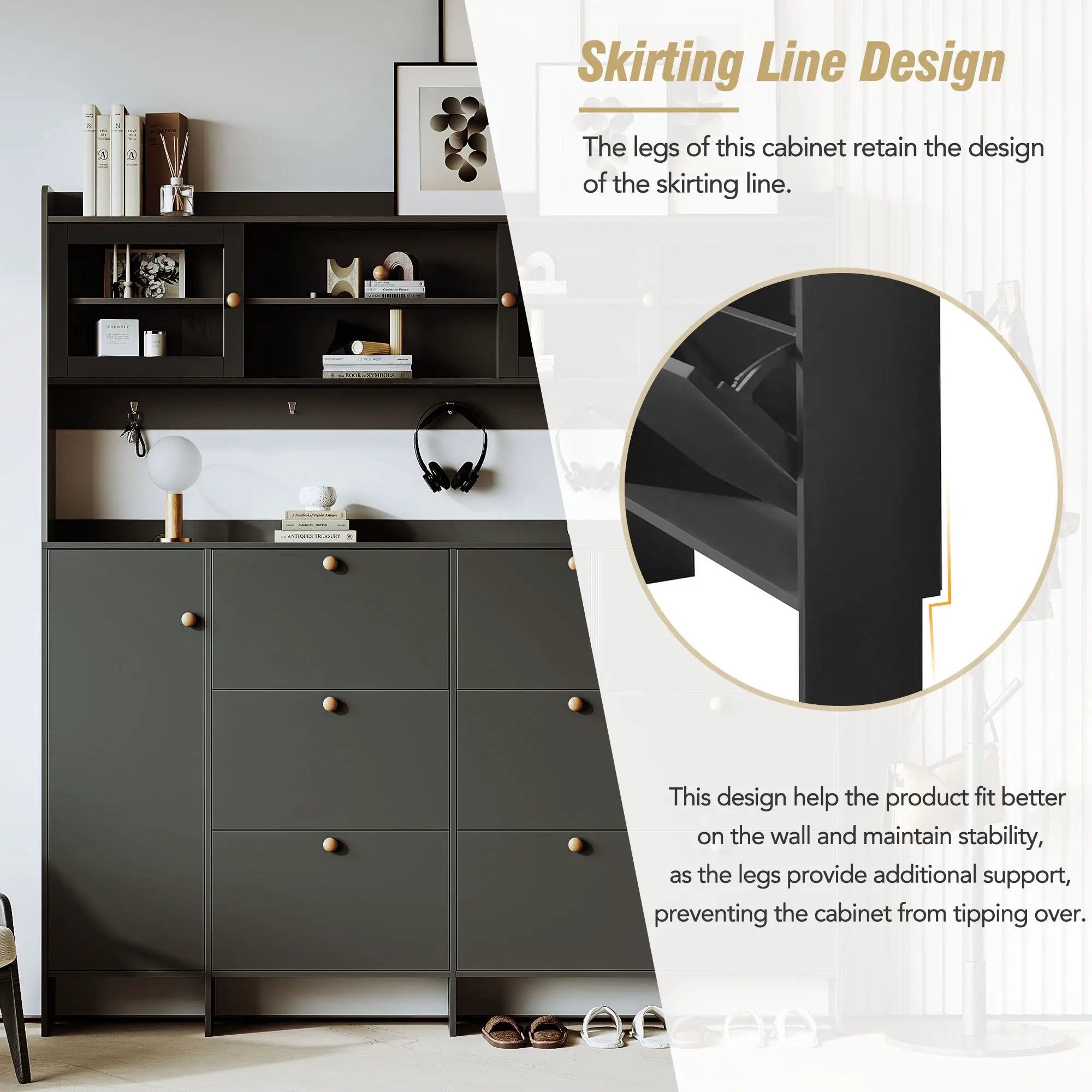 On Trend Multifunctional Tipping Bucket Shoe Cabinet With Storage Shelf & 6 Flip Drawers by HouseOfZazla