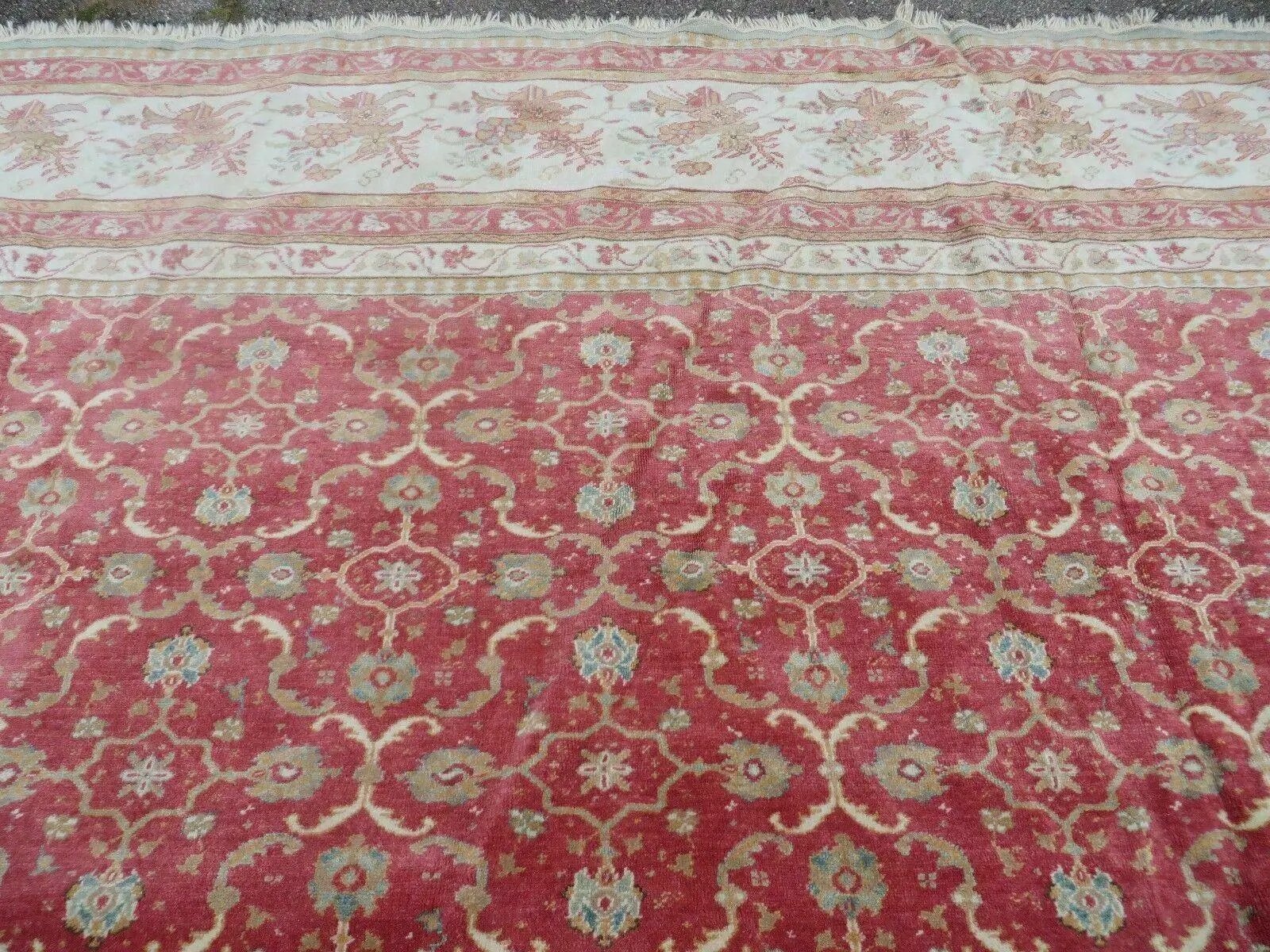 12' X 18' Palace Size Handmade Egyptian Wool Rug Carpet Soft Colors Red & Beige by Jewel Rugs