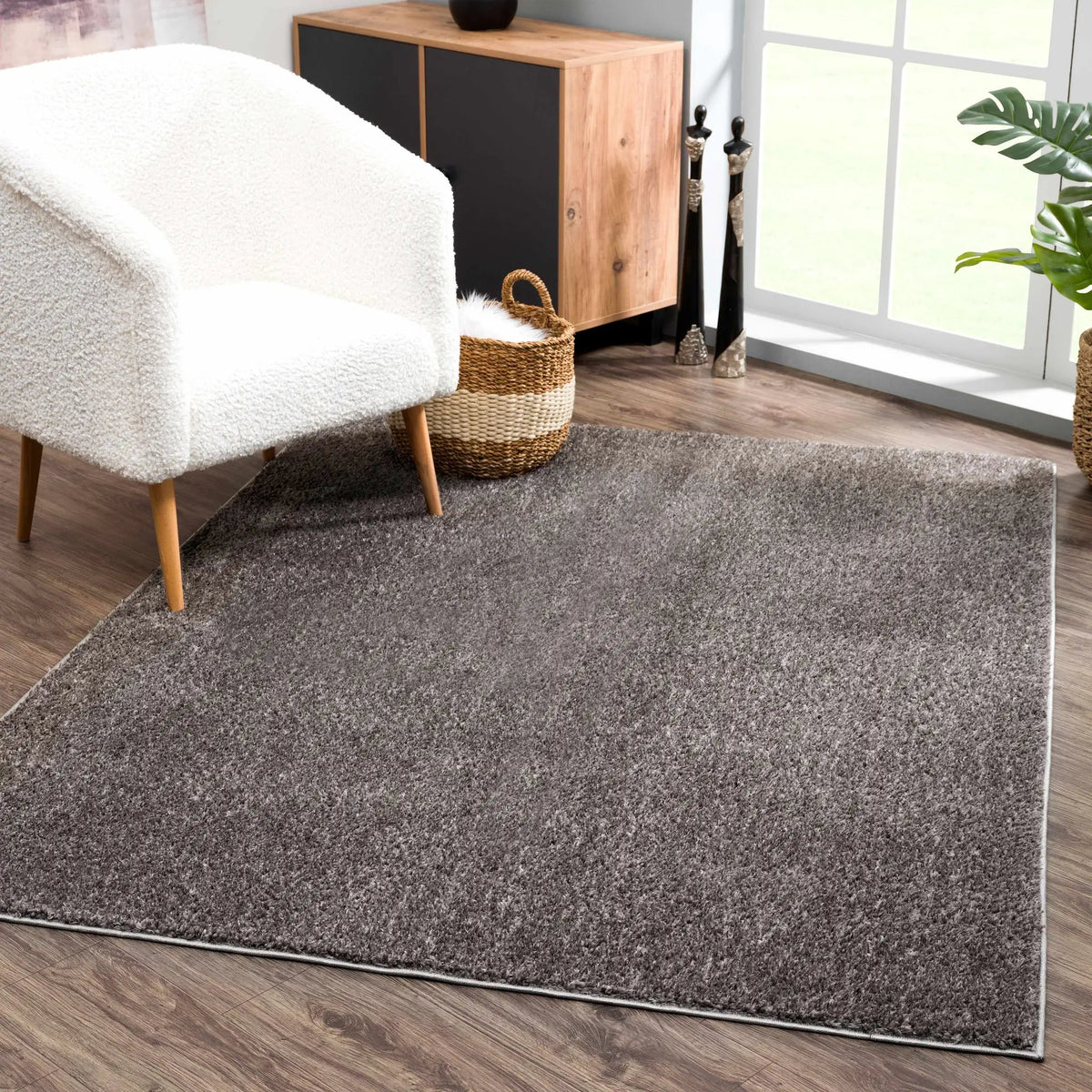 Judy Solid Dark Gray Washable Shag Rug - Clearance, photo 3 of 14