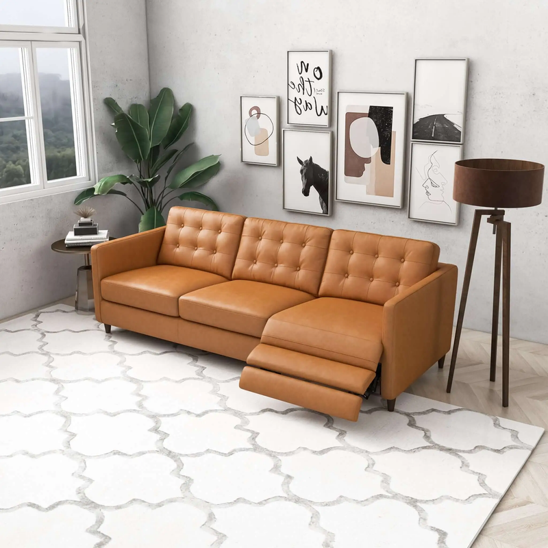 Christopher Tan Leather Electric Inclining Sofa by HouseOfZazla