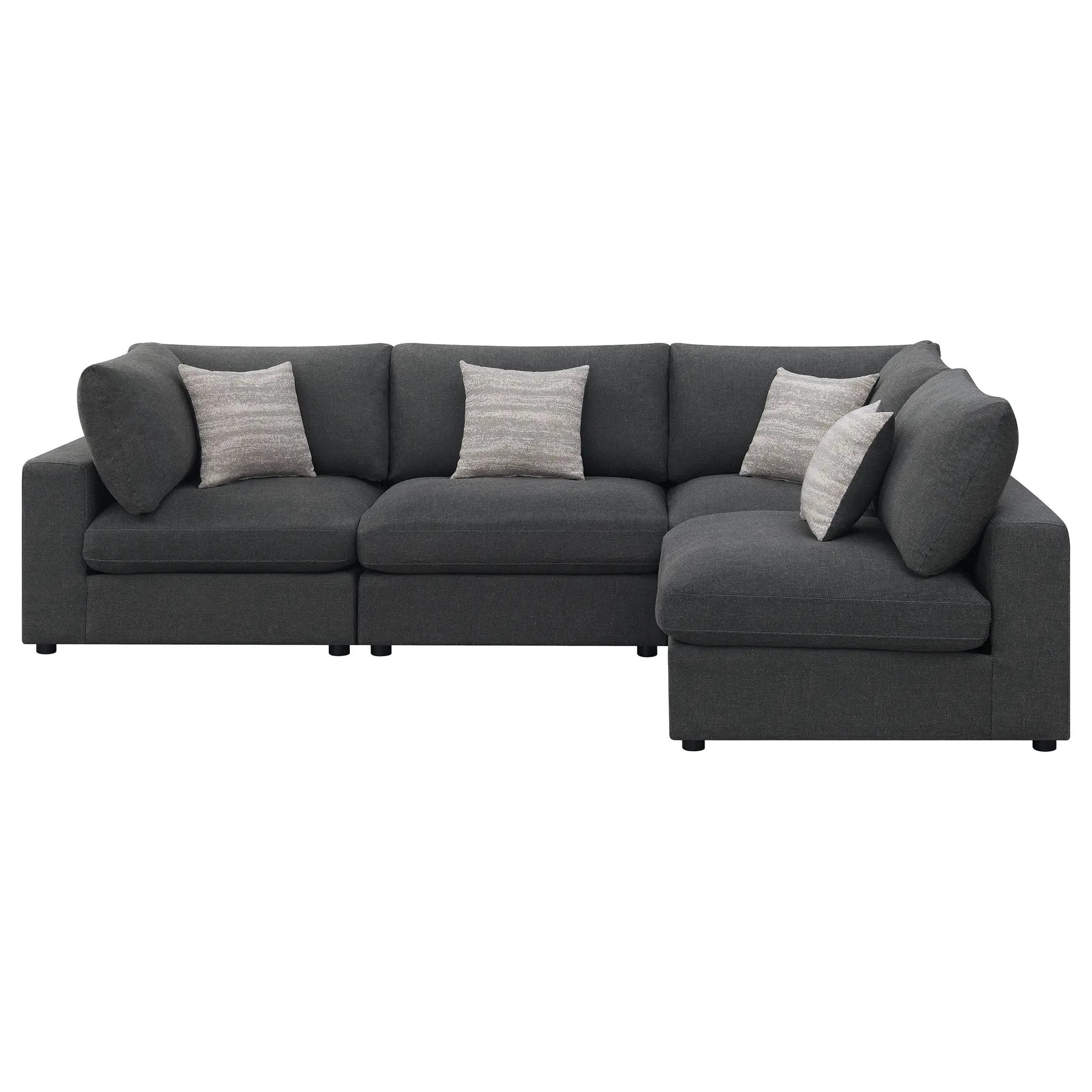 Serene 4-piece Upholstered Modular Sectional Sofa Charcoal by Unique Piece Furniture