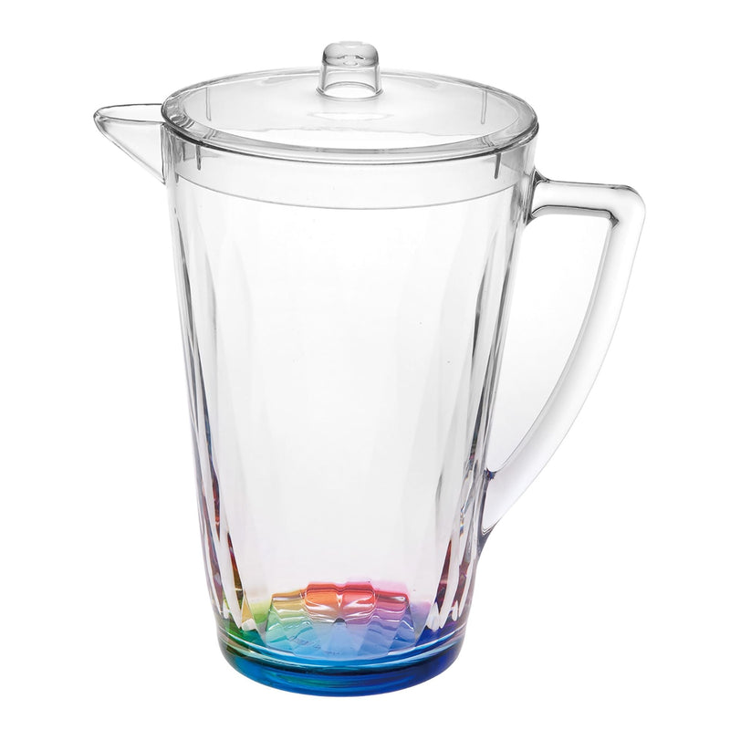 Rainbow Design Unbreakable Plastic Water Pitcher With Lid And Spout, 2.5 Quarts - Clear by HouseOfZazla