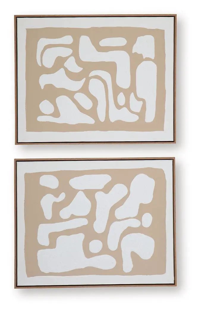 Waldett - Wall Art Set (Set of 2) - Beige / White by Unique Piece Furniture