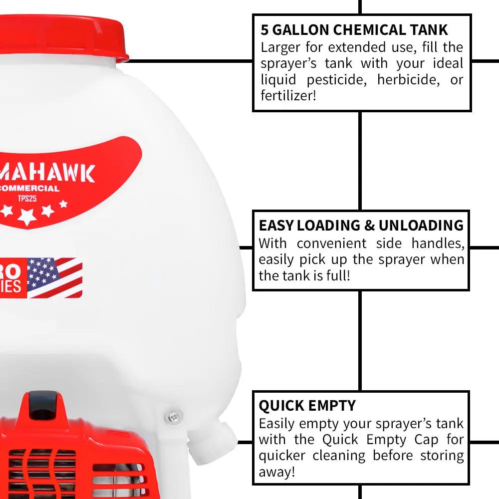 5 Gallon Gas Power Backpack Sprayer with Twin Tip Nozzle for Pesticides by Tomahawk Power