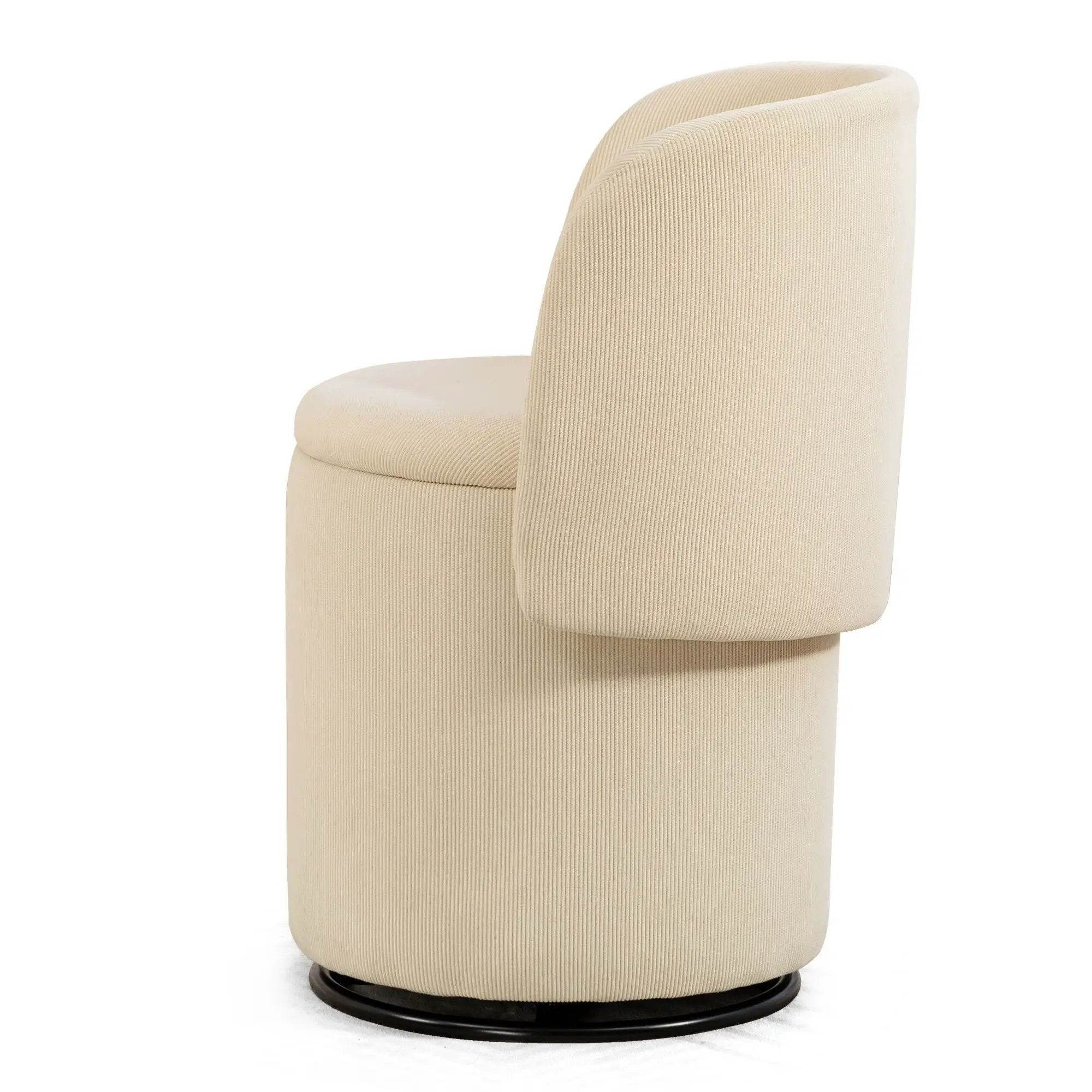 Barrel Chair, Built In Storage, 360° Swivel - Beige by HouseOfZazla
