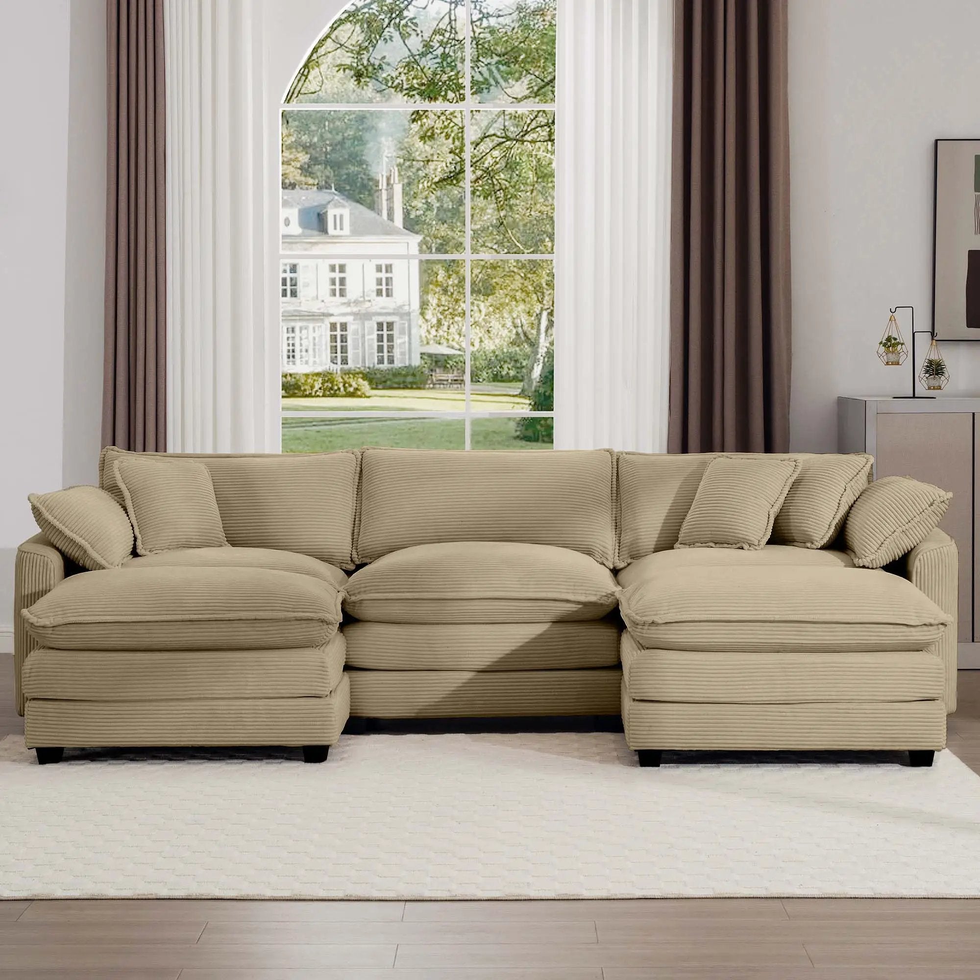 Modern Oversized Modular Cushion Sofa With Ottoman, Low Back, Deep Seating Sofa Set by Unique Piece Furniture