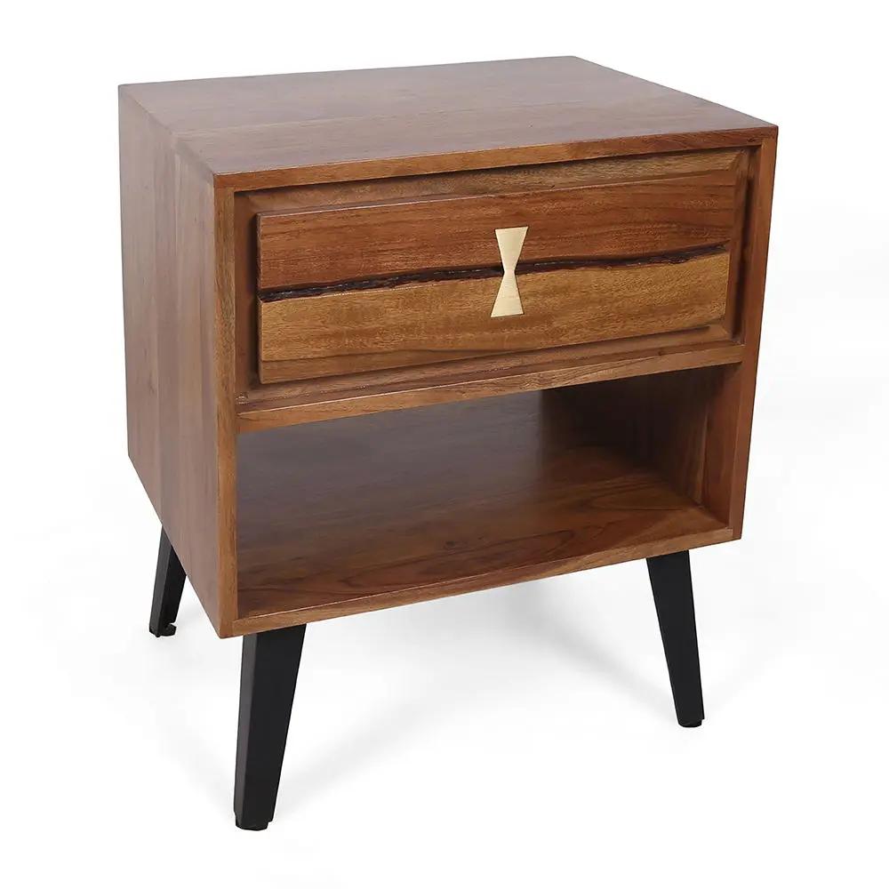 Asther - Bedside Table - Natural Wood / Brown by HouseOfZazla