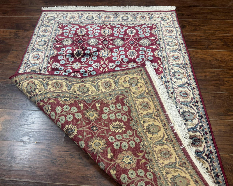 Pak Persian Rug 4x6, Floral Allover, Vintage Wool Carpet, Plum and Ivory by Jewel Rugs
