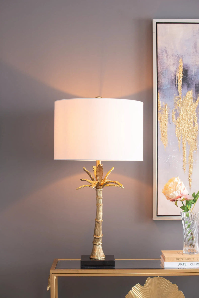 D16x31' Leaf Lamp with Marble Base Gold by HouseOfZazla