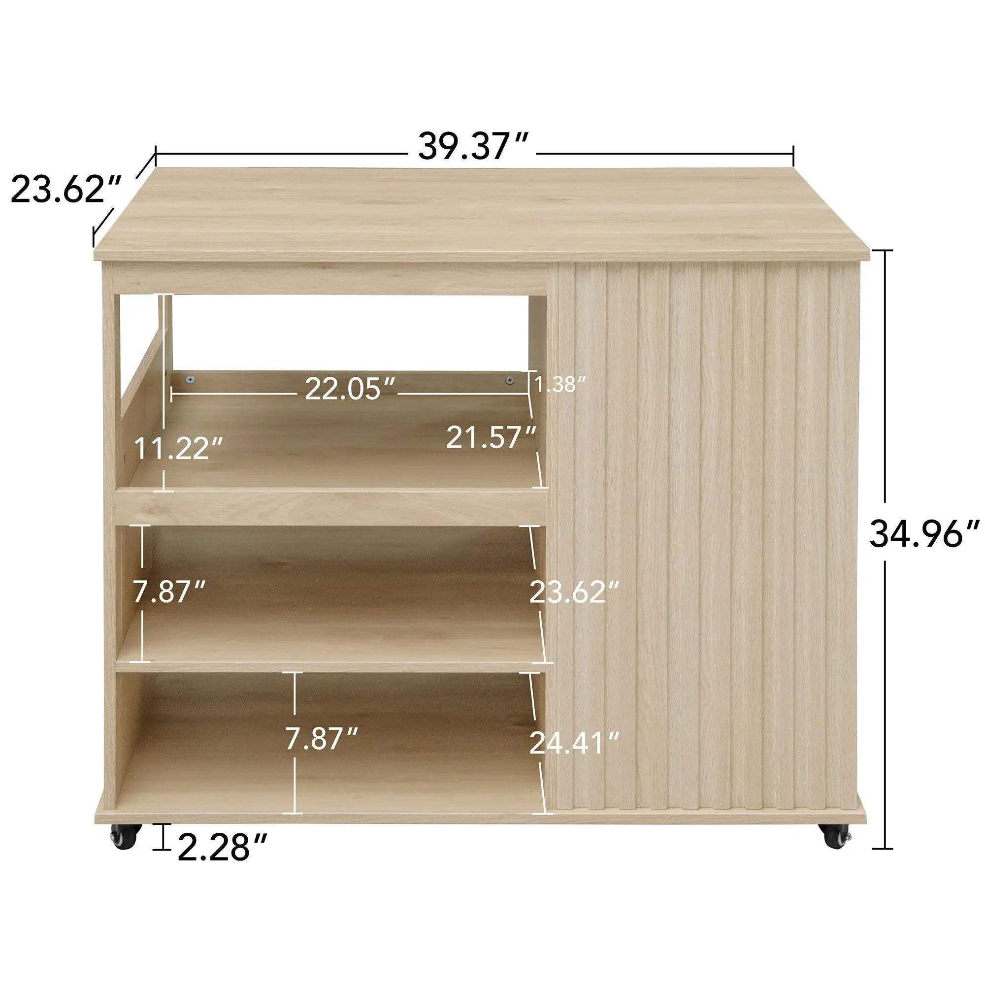 Kitchen Island Cart, Rolling Serving Utility Trolley Cart Modern Kitchen Island With Storage Drawer Wine Rack Lockable Casters, Kitchen Cart For Kitchen, Dining Room, Bar Living Room - Natural by HouseOfZazla