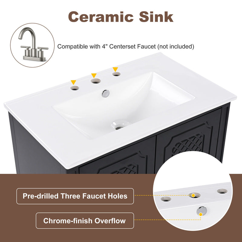 Bathroom Vanity With Sink, Soft Closing Door, Multi Functional Storage by HouseOfZazla